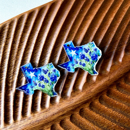 Texas Bluebonnet Earring Blank (1 Pair), Acrylic Print & Cut, Laser Blank #58