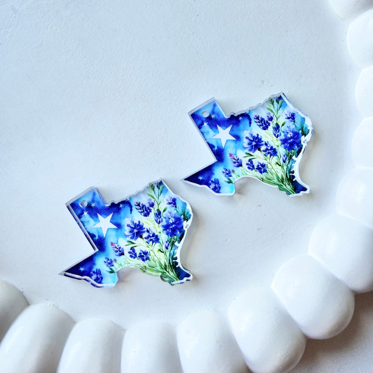 Texas Bluebonnet Earring Blank (1 Pair), Acrylic Print & Cut, Laser Blank #58