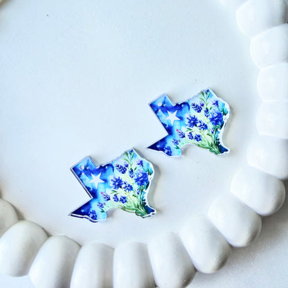Texas Bluebonnet Earring Blank (1 Pair), Acrylic Print & Cut, Laser Blank #58