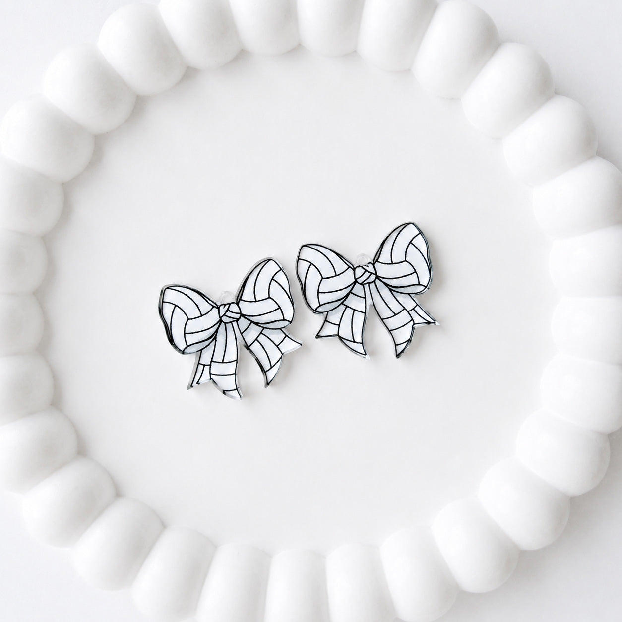 Petite Volleyball Statement Bow Earring Blank (1 Pair), Acrylic Print & Cut, Laser Blank #34