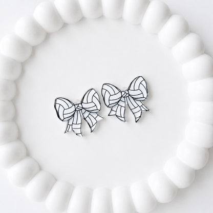 Petite Volleyball Statement Bow Earring Blank (1 Pair), Acrylic Print & Cut, Laser Blank #34