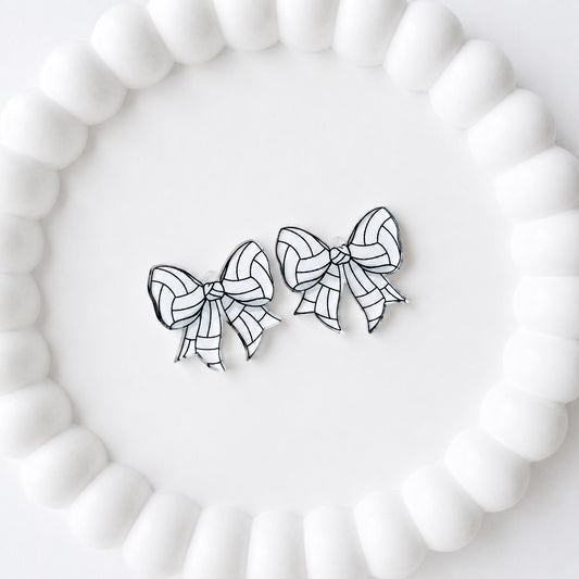 Petite Volleyball Statement Bow Earring Blank (1 Pair), Acrylic Print & Cut, Laser Blank #34