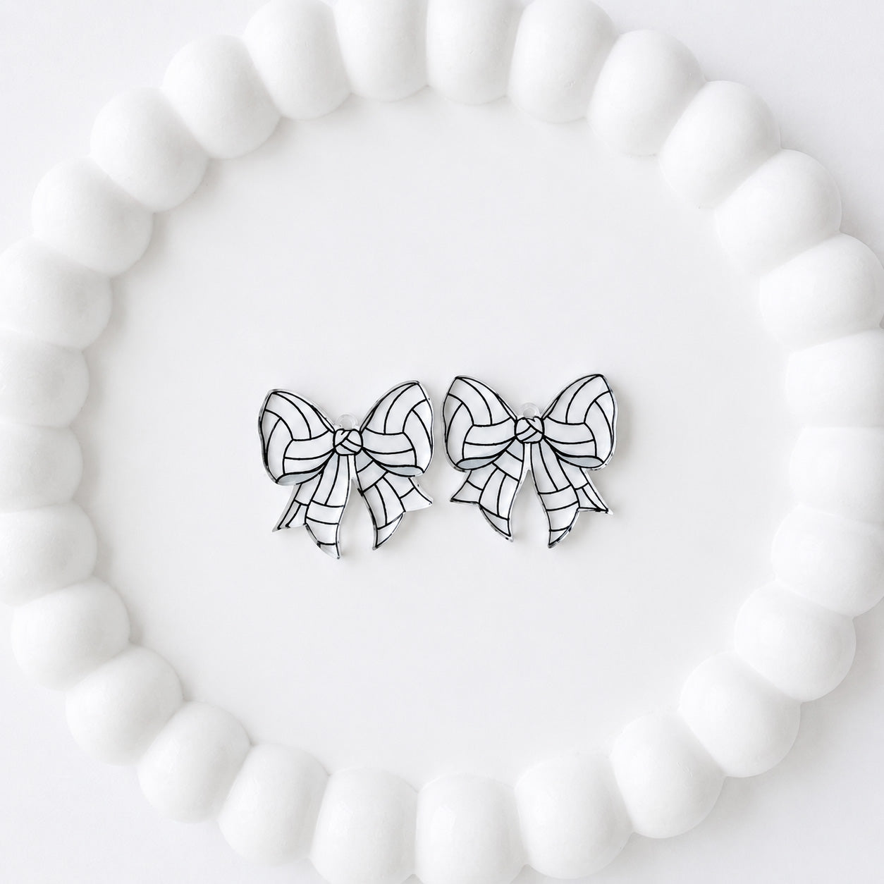 Petite Volleyball Statement Bow Earring Blank (1 Pair), Acrylic Print & Cut, Laser Blank #34