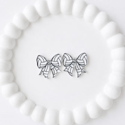 Petite Volleyball Statement Bow Earring Blank (1 Pair), Acrylic Print & Cut, Laser Blank #34