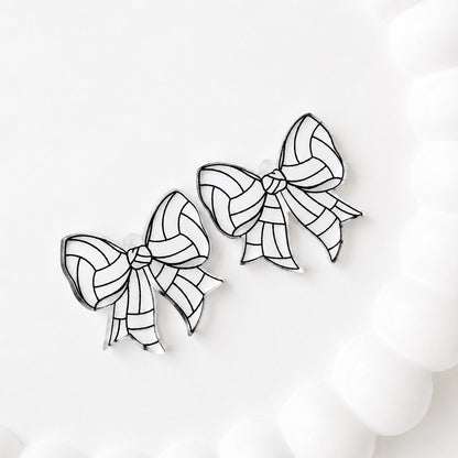 Petite Volleyball Statement Bow Earring Blank (1 Pair), Acrylic Print & Cut, Laser Blank #34
