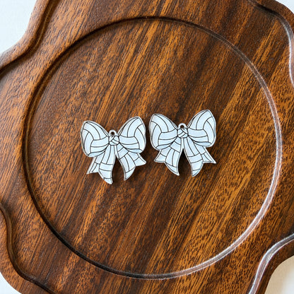 Petite Volleyball Statement Bow Earring Blank (1 Pair), Acrylic Print & Cut, Laser Blank #34