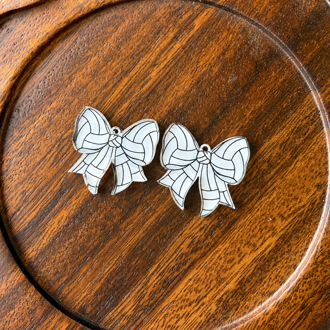 Petite Volleyball Statement Bow Earring Blank (1 Pair), Acrylic Print & Cut, Laser Blank #34