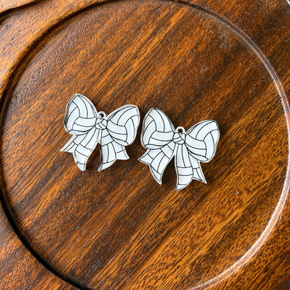 Petite Volleyball Statement Bow Earring Blank (1 Pair), Acrylic Print & Cut, Laser Blank #34