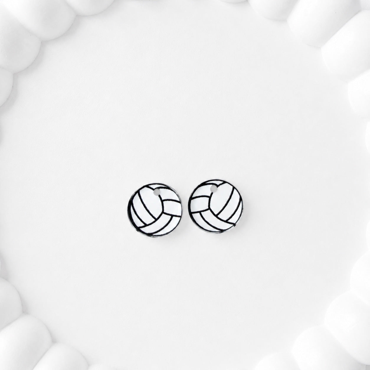 Volleyball One-Hole Stud Connector Blank (5 Pairs), Acrylic Print & Cut, Laser Blank #41