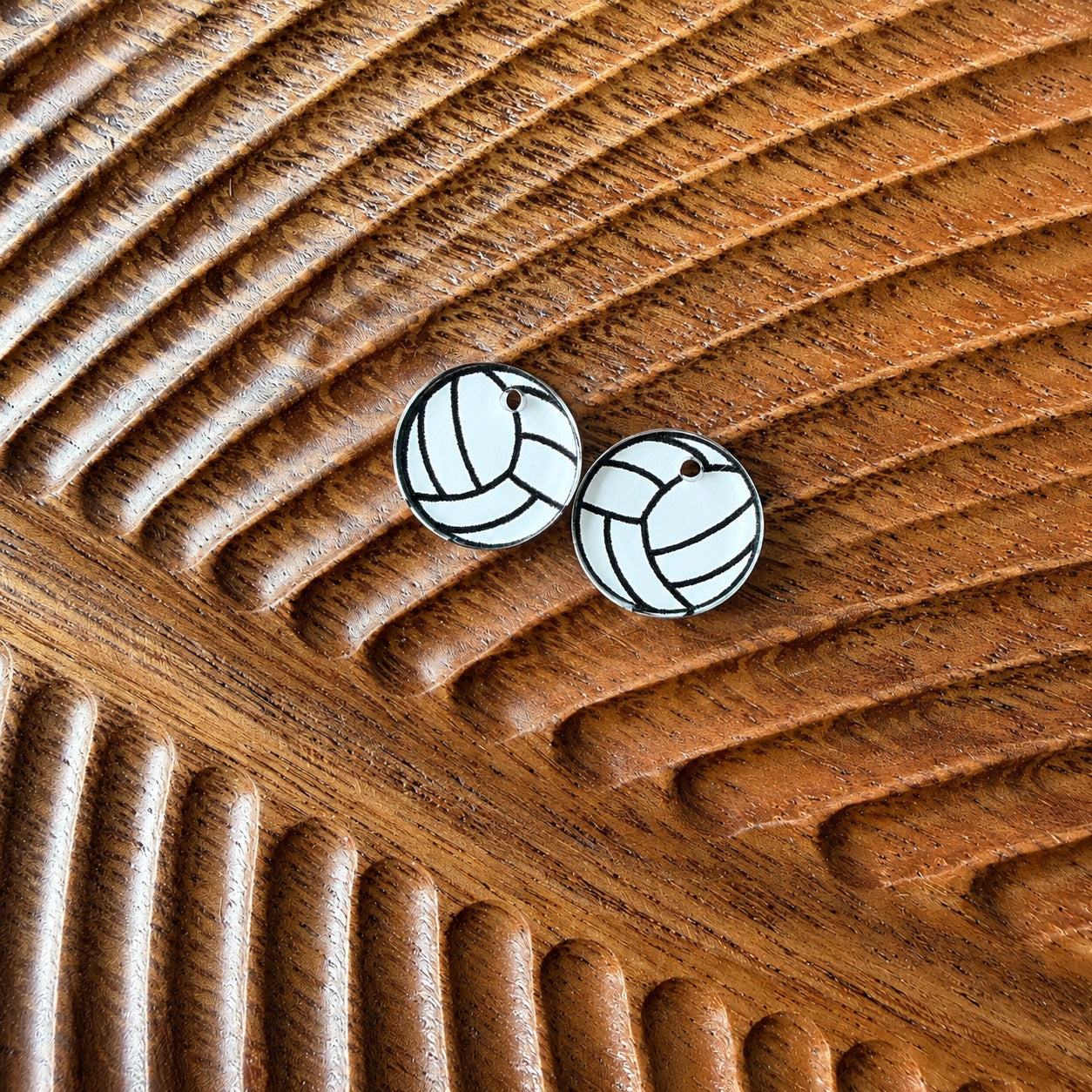 Volleyball One-Hole Stud Connector Blank (5 Pairs), Acrylic Print & Cut, Laser Blank #41